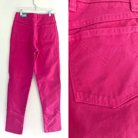 Vintage 80’s hot pink fuchsia high waist rise denim mom jeans - Picture 4 of 10